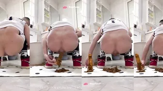 Chinese dirty dildo fuck and shit
