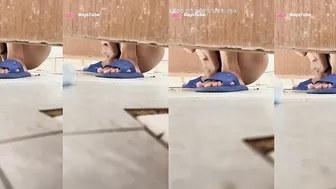 Chinese college student wanks in dorm toilet 5