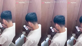 Chinese college student wanks in dorm toilet 16