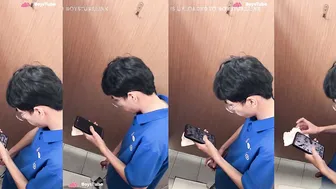 Chinese college student caught wanking in dorm toilet 18