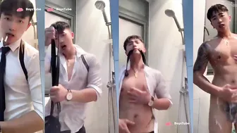 Hot Chinese taking a shower and show his body