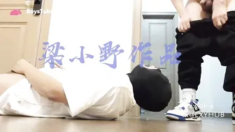 Chinese master feeding toilet pig