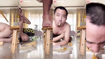 Chinese master making shitty ice cream for his slave