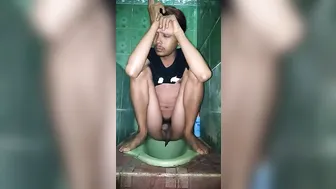 Indonesian man squat shitting