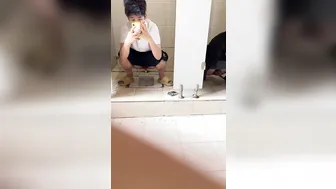 Chinese doorless squat toilet w/ pooping 3
