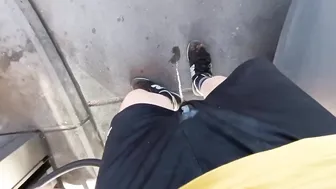 Wetting pants desperately at gas station