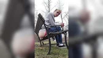 Twink Shitting on a Public Bench by the Road
