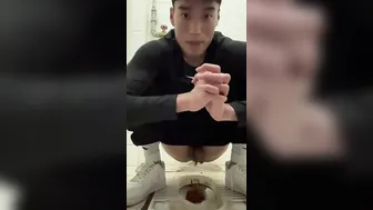 Handsome Chinese Guy Squat Toilet Shit