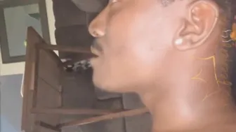 Feeding a pig in mouth
