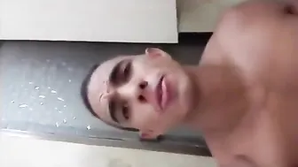Hot twinks shits and plays with dildo