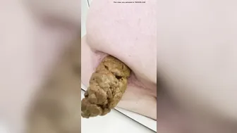 twink shits a thick turd on public toilet