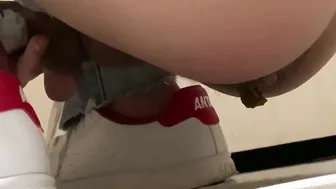 sexy boy squatting with sexy shitty hole