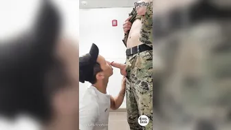 Marine Buff Stud secretly pounds an Asian twink in the military base