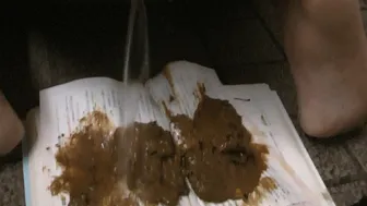 Japanese student shit  poop on my textbook in toilet